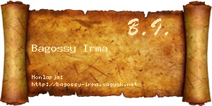 Bagossy Irma névjegykártya